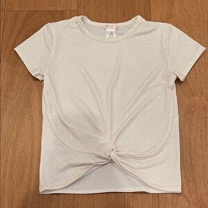 Sparkly White Twist-Front T-Shirt